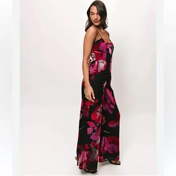 NWT Hutch Nalini Jumpsuit Floral Velvet Size 14